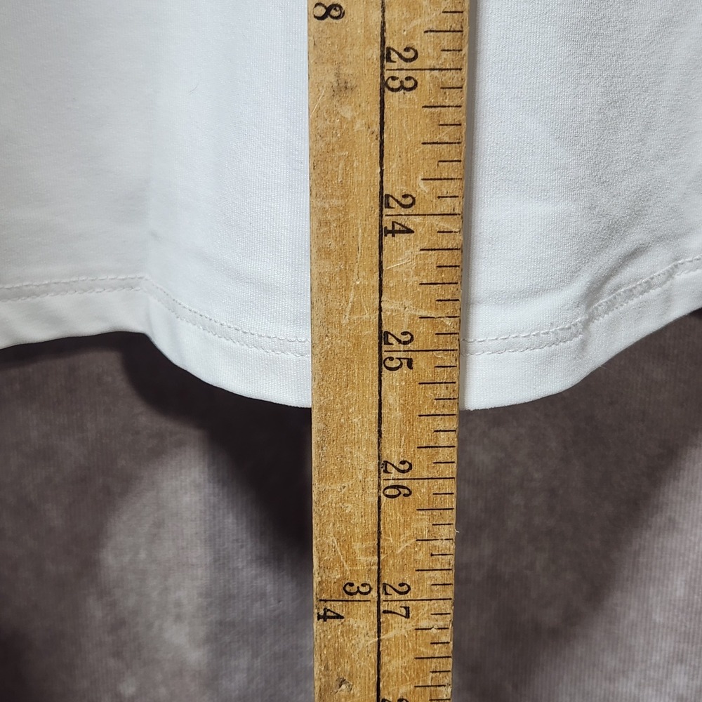 Lulu-B Womens White Split Neck Short Sleeve Top Golf sz L Nylon Spandex Stretch - Picture 6 of 6